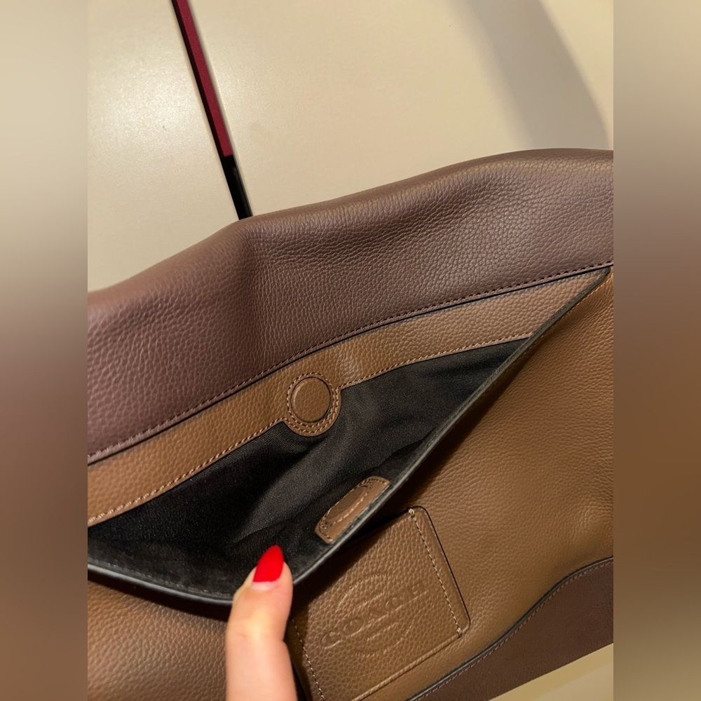 COACH Brown HUDSON Messenger in Heritage Colorblock Leather - Picture 7 of 11
